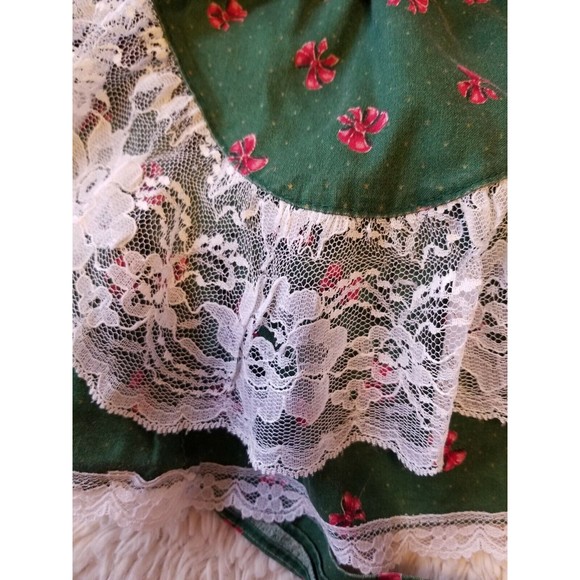 Lilo Childrens Dress Holiday Christmas Vintage Green Red Lace Ruffles 3T FLAWS - Picture 3 of 12